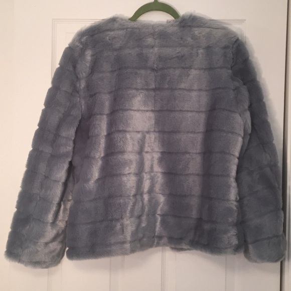 ANN TAYLOR LOFT Faux Fur Blue Coat - Picture 8 of 8